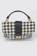 2 In 1 Houndstooth Print Clear Bag Set