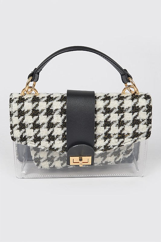 2 In 1 Houndstooth Print Clear Bag Set