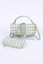 2 In 1 Houndstooth Print Clear Bag Set