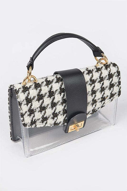 2 In 1 Houndstooth Print Clear Bag Set