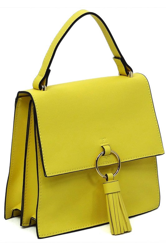 Animal Print Ring Tassel Flap Crossbody Satchel