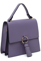 Animal Print Ring Tassel Flap Crossbody Satchel