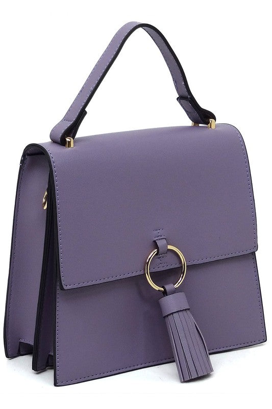 Animal Print Ring Tassel Flap Crossbody Satchel