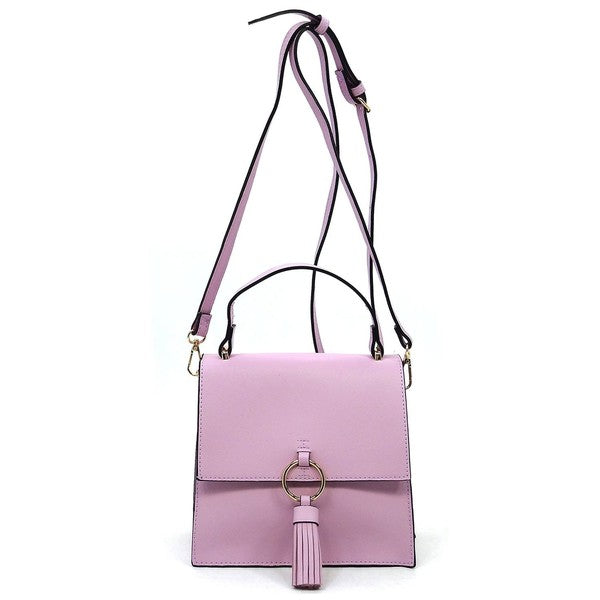 Animal Print Ring Tassel Flap Crossbody Satchel