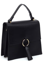 Animal Print Ring Tassel Flap Crossbody Satchel