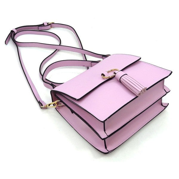 Animal Print Ring Tassel Flap Crossbody Satchel