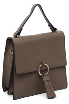 Animal Print Ring Tassel Flap Crossbody Satchel