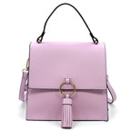 Animal Print Ring Tassel Flap Crossbody Satchel