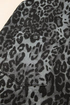 Leopard Print Button Adjustable Straps Cropped Loose Denim Overalls
