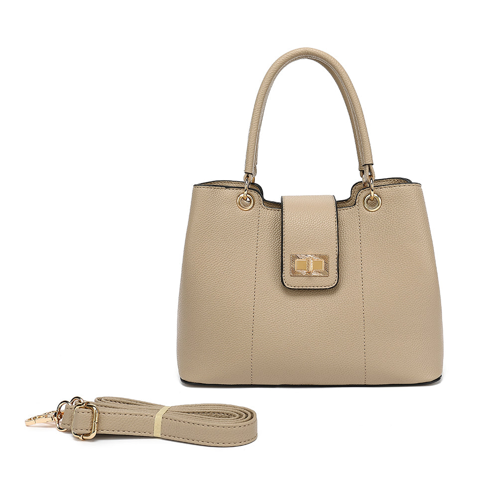 Triple Compartment Satchel with Crossbody Strap