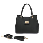 Triple Compartment Satchel with Crossbody Strap