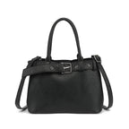Belted Triple Compartment Satchel with Detachable Crossbody Strap