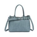 Belted Triple Compartment Satchel with Detachable Crossbody Strap