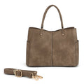 Triple Compartment Satchel with Crossbody Strap
