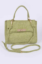 Color Linen Designed Top Handle Bag