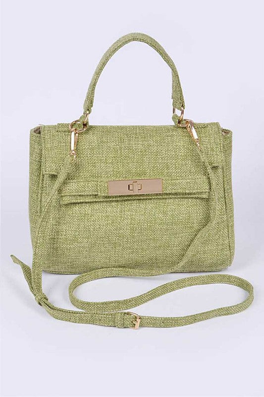 Color Linen Designed Top Handle Bag