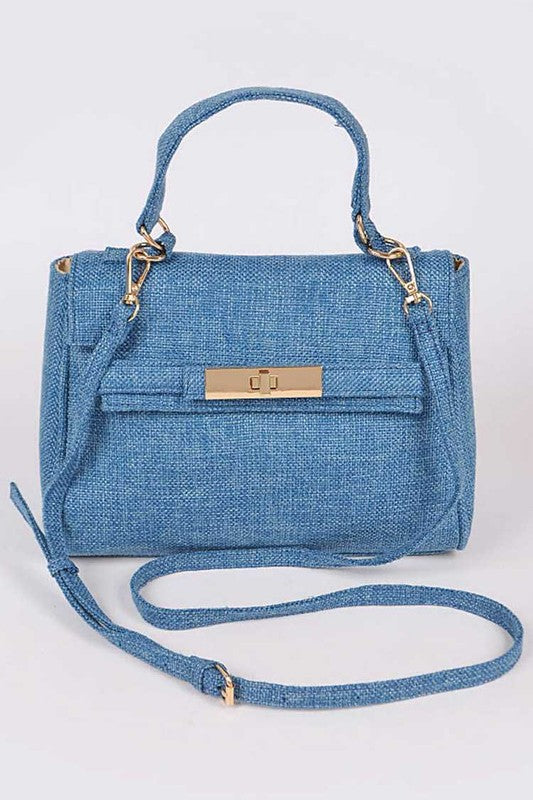 Color Linen Designed Top Handle Bag