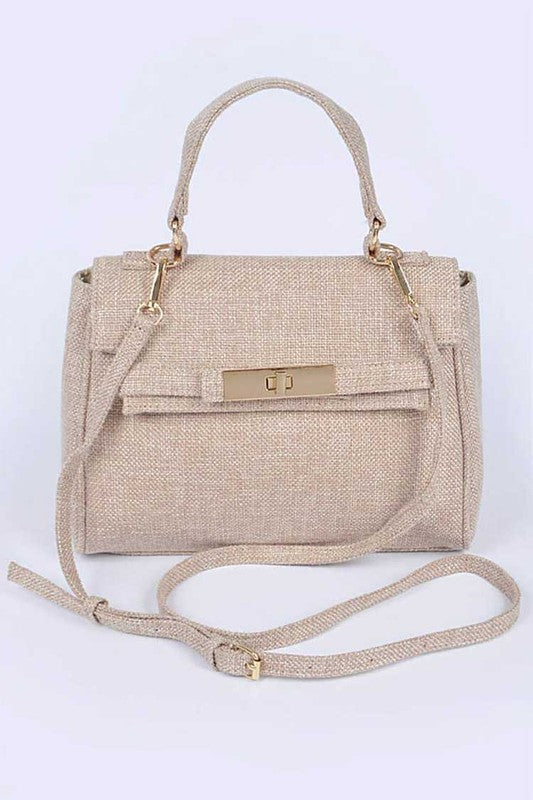 Color Linen Designed Top Handle Bag