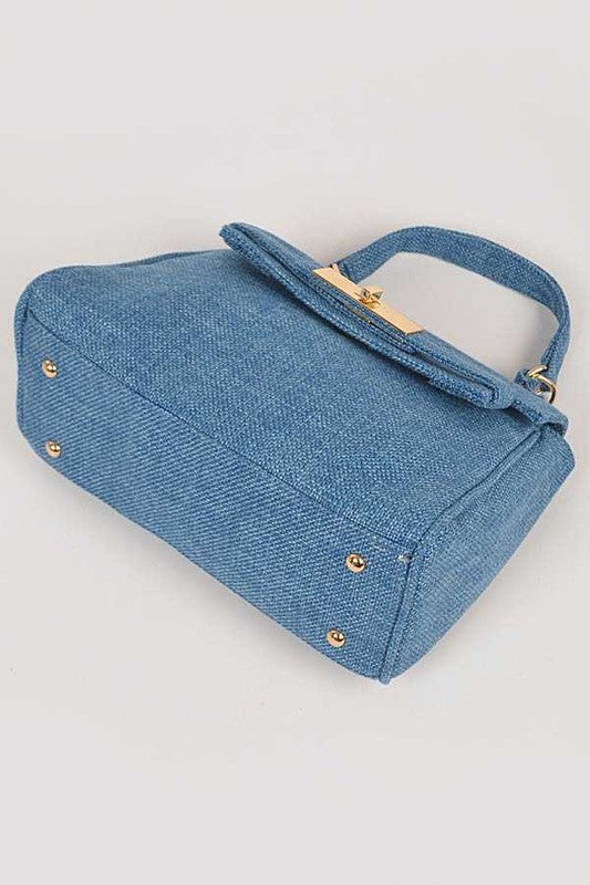 Color Linen Designed Top Handle Bag