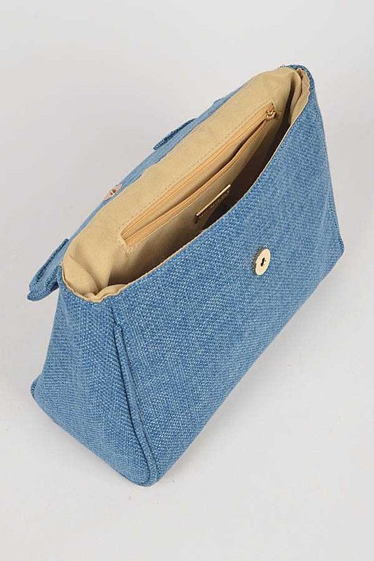 Color Linen Designed Top Handle Bag
