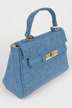 Color Linen Designed Top Handle Bag