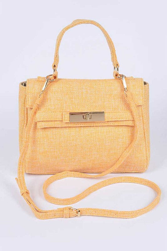 Color Linen Designed Top Handle Bag
