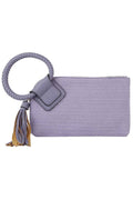 Canvas Cuff Handle Tassel Wristlet Clutch