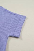 Waffle V Neck Short Sleeve Top
