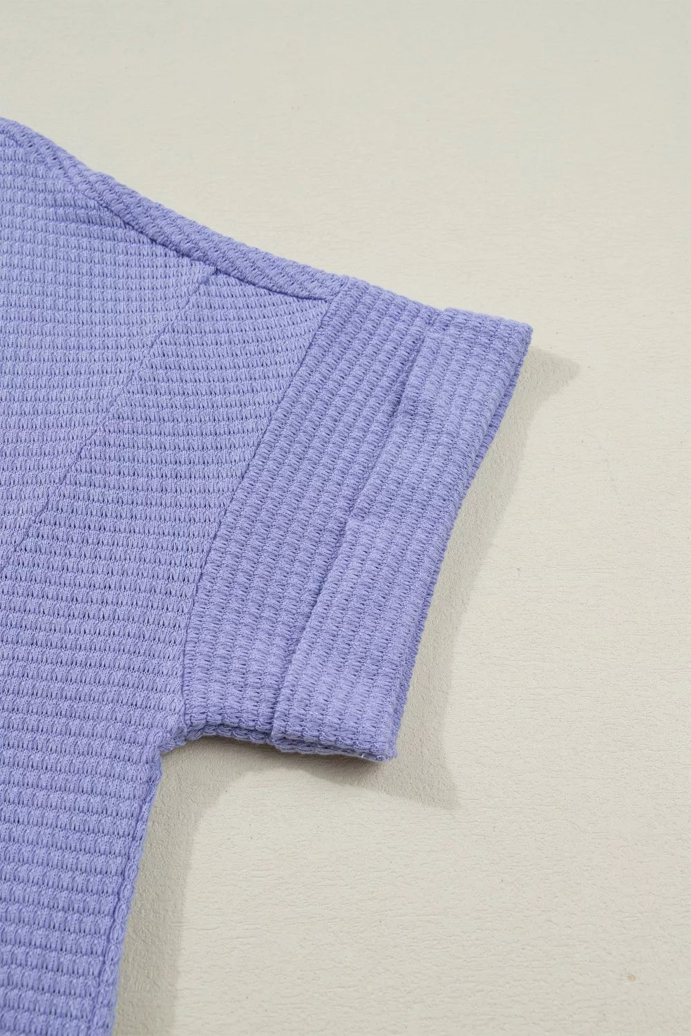 Waffle V Neck Short Sleeve Top
