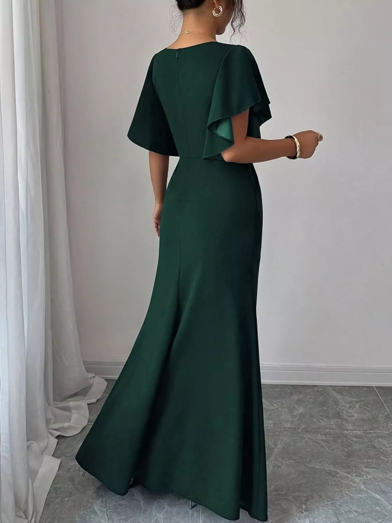 Surplice Flutter Sleeve Maxi Dress