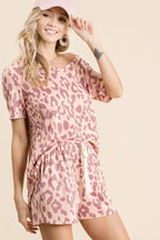 BiBi Leopard Shorts with Twill Tape Drawstring