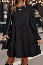 Long Sleeve Tiered Mini Dress