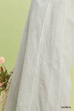 Umgee Linen Blend Striped Wide Leg Pants