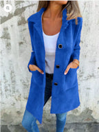 Full Size Button-Down Long Sleeve Longline Coat Plus Size