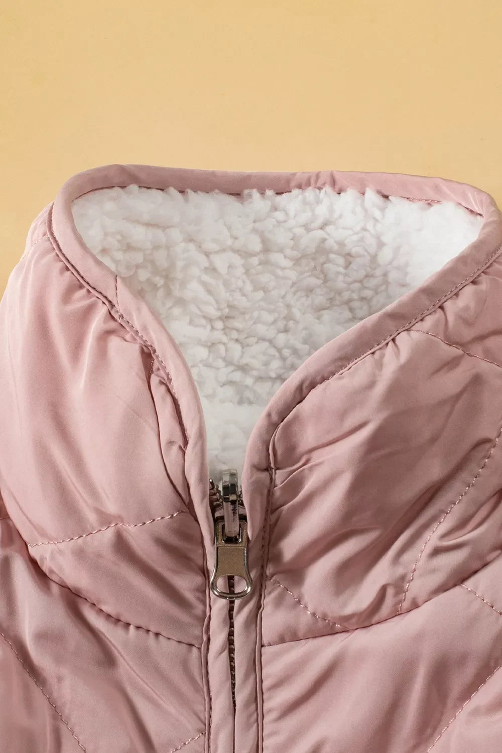 Quilted Sherpa-Lined Vest Coat