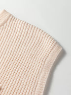 Solid Color Mixed Knits Patch Pocket Short Sleeve Sweater