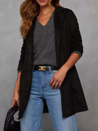 Full Size Open Front Longline Outerwear Plus Size