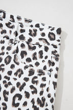 Leopard Frayed Hem Denim Shorts