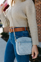 SueEllen Quilted Small Crossbody Bag with Gold Cha