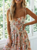 Floral Print Ruffle Tiered Mini Dress