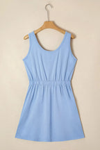 Mineral Wash Elastic Waist Tank Dress with Side Pockets