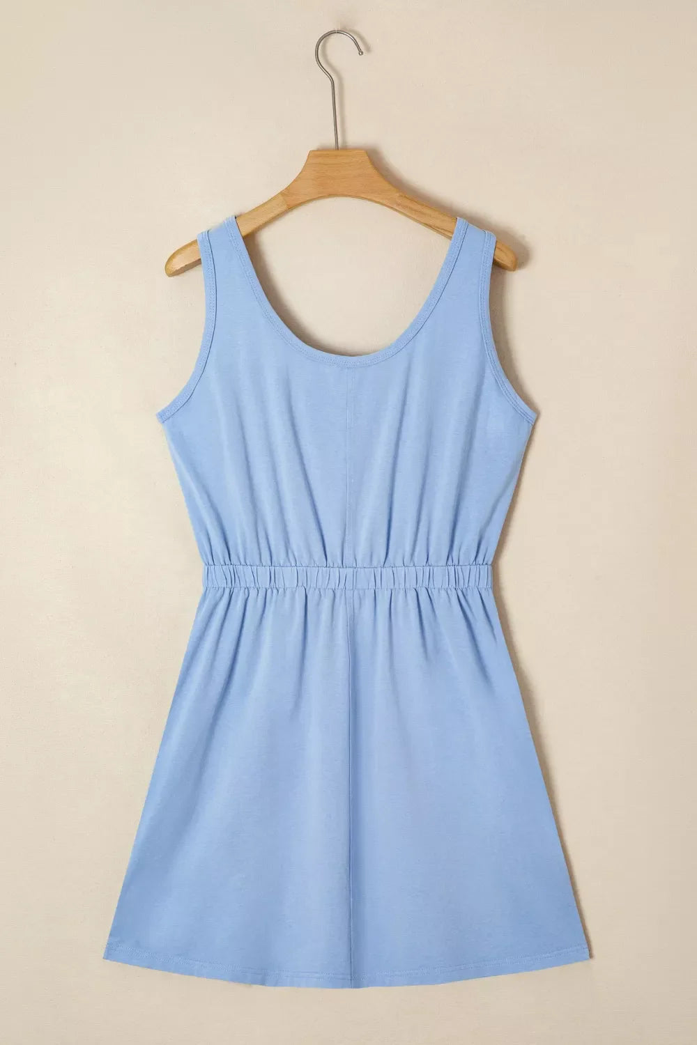 Mineral Wash Elastic Waist Tank Dress with Side Pockets