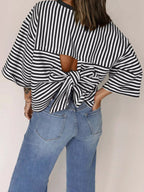 Striped Back Bow Tie T-Shirt