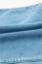 Acid Wash Bowknot Details High Waist Denim Skirt
