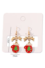 Gold Plated Bow Christmas Gloves Hook Dangle Earrings