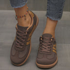 Contrast Lace Up Round Toe Sneakers