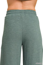 Zenana Cotton Slub Short Sleeve Tee and Pants Set