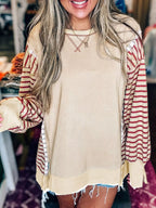 Stripe Sleeve Patchwork Casual Sweatshirt