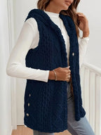 Hooded Button-Up Sherpa Vest Coat