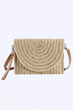 2 Tone Straw Convertible Clutch Swing Bag